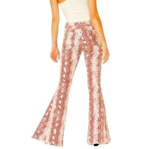 Flared Snake Print Jeans
